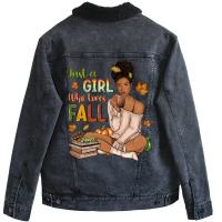 Just A Girl Who Loves Fall Afro Woman Unisex Sherpa-lined Denim Jacket | Artistshot