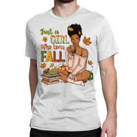 Just A Girl Who Loves Fall Afro Woman Classic T-shirt | Artistshot