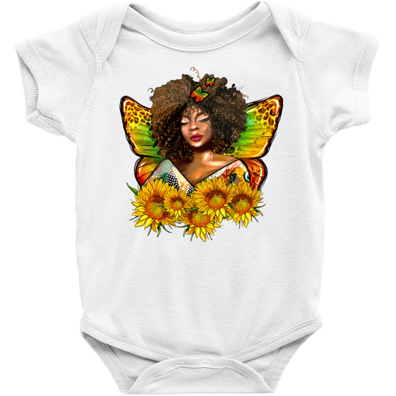 Butterfly Afro Woman Juneteenth Baby Bodysuit by AdoDesignShop | Artistshot