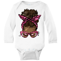 Afro Messy Bun Breast Cancer Colon Long Sleeve Baby Bodysuit | Artistshot