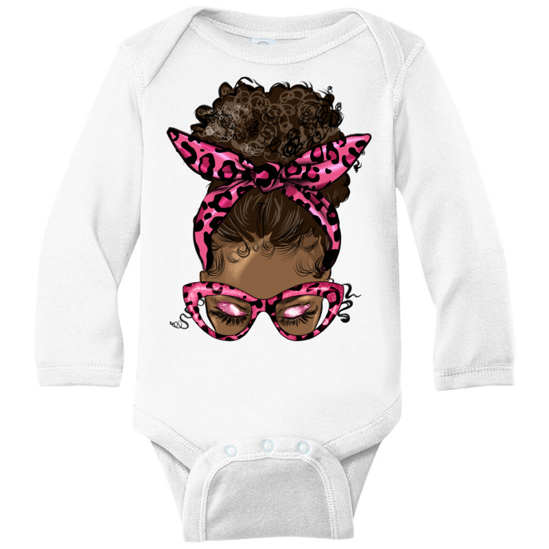 Afro Messy Bun Breast Cancer Colon Long Sleeve Baby Bodysuit | Artistshot