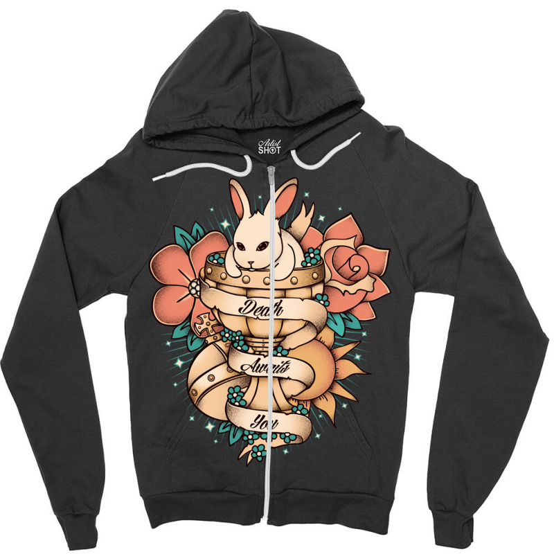 Holy Grail   Death Awaits You   Rabbit Of Caerbann Zipper Hoodie | Artistshot