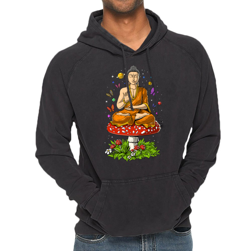 Buddha Magic Mushrooms Meditation Vintage Hoodie by Rob Store | Artistshot