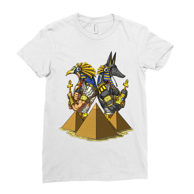 Egyptian Gods Anubis Ra Ankh Pyramids Mythology Ladies Fitted T-Shirt by Rob Store | Artistshot