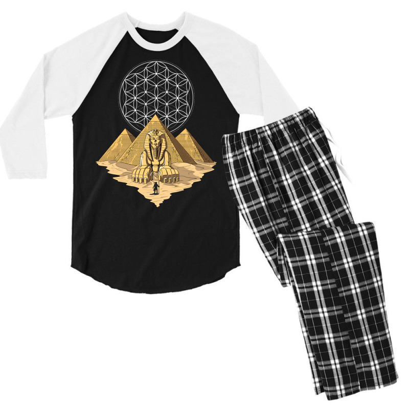 Egyptian Pyramids Sphinx Sacred Geometry Men's 3/4 Sleeve Pajama Set | Artistshot