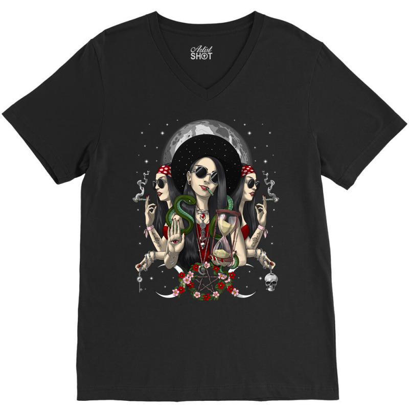 Hecate Tripple Moon Goddess V-Neck Tee by Rob Store | Artistshot