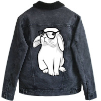 Hipster Rabbit Nerdy Bunny Unisex Sherpa-lined Denim Jacket | Artistshot