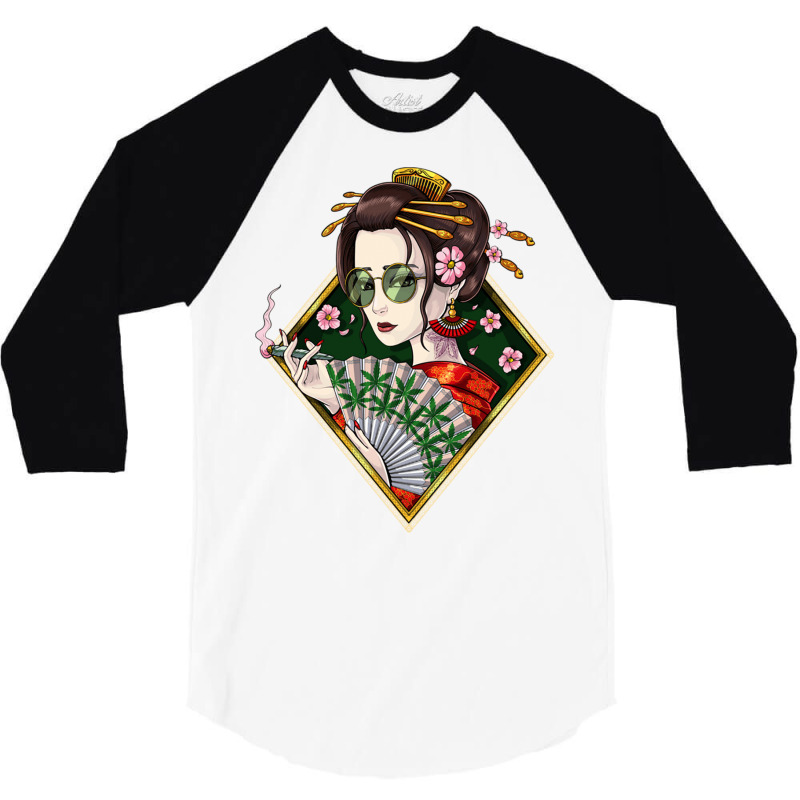 Japanese Geisha Hippie 3/4 Sleeve Shirt | Artistshot