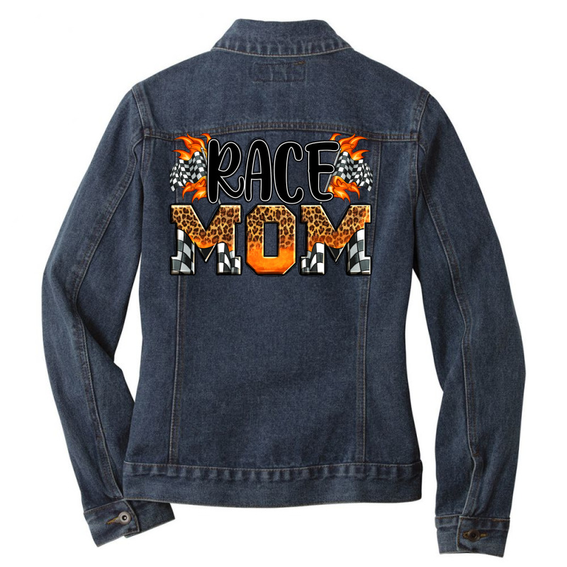 Checkered Leopard Race Mom Ladies Denim Jacket by HRA Design Shop | Artistshot