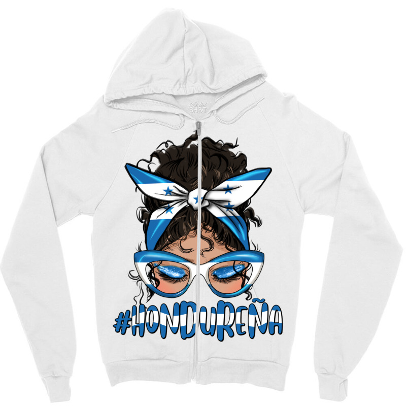 Latina Messy Bun Hondurena Zipper Hoodie by HRA Design Shop | Artistshot