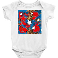 4th Of July Leopard Stars Seamless Digital Paper Baby Bodysuit | Artistshot