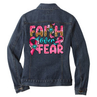 Faith Over Fear Ladies Denim Jacket | Artistshot