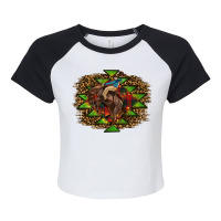 Western Christmas Rodeo Distressed Raglan Crop Top | Artistshot