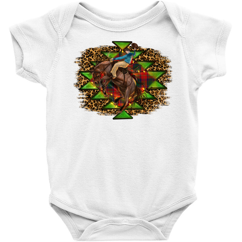 Western Christmas Rodeo Distressed Baby Bodysuit by RanaPortraitStore | Artistshot