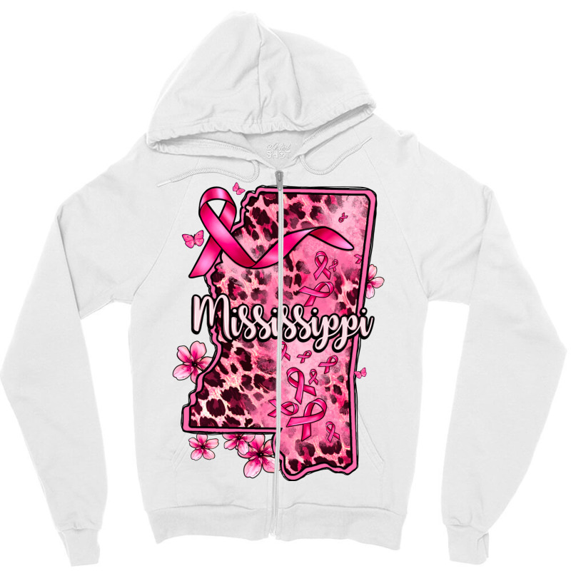 Cancer Awareness Ribbon Mississippi Map Zipper Hoodie | Artistshot