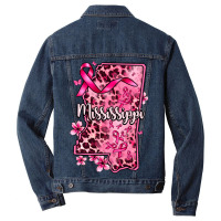 Cancer Awareness Ribbon Mississippi Map Men Denim Jacket | Artistshot