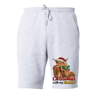 Cow And Calves Christmas With My Family Fleece Short | Artistshot