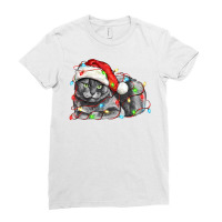 Christmas Russian Blue Cat Ladies Fitted T-shirt | Artistshot