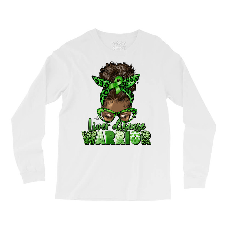 Liver Disease Warrior Afro Messy Bun Long Sleeve Shirts | Artistshot