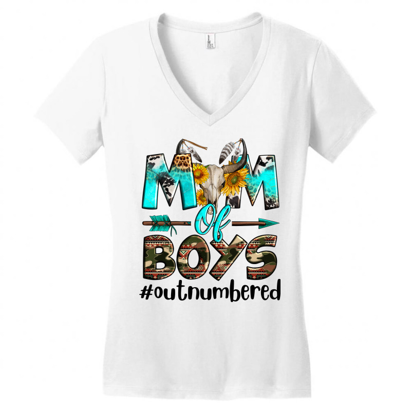 Mom Of Boys Out Numbered Women's V-Neck T-Shirt by Neo Western | Artistshot