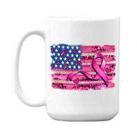 American Flag And  Cancer Ribbon Pattern 15 Oz Coffee Mug | Artistshot