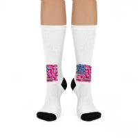 American Flag And  Cancer Ribbon Pattern Crew Socks | Artistshot