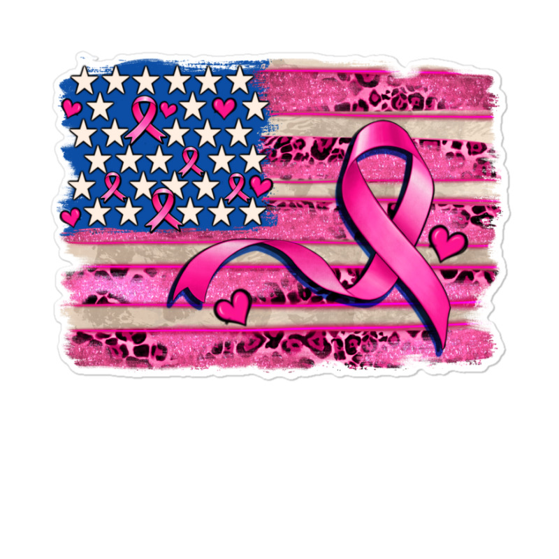 American Flag And  Cancer Ribbon Pattern Sticker | Artistshot