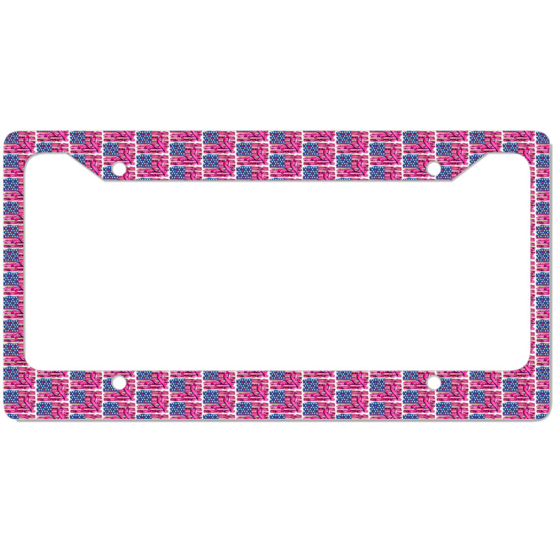 American Flag And  Cancer Ribbon Pattern License Plate Frame | Artistshot