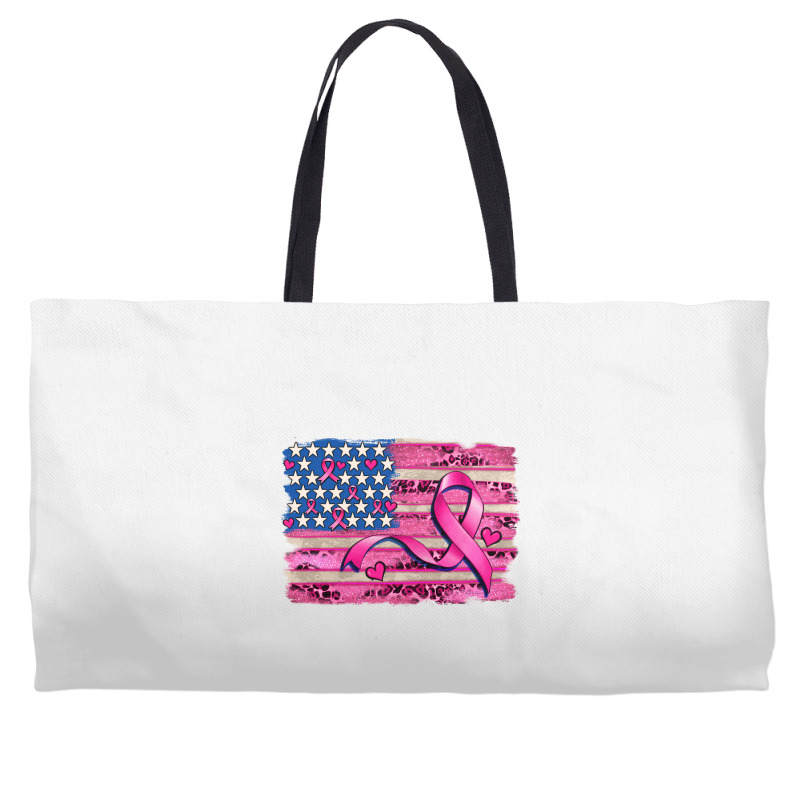 American Flag And  Cancer Ribbon Pattern Weekender Totes | Artistshot