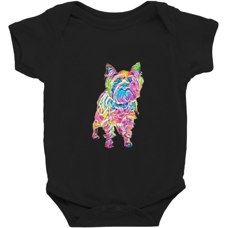 A Cute Yorkshire Terrier Dog Tands With Tongue Sticking Out. Baby Bodysuit by Kemnabi | Artistshot