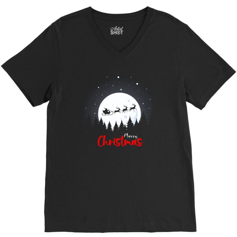 Christmas Contrast Moonlight V-neck Tee | Artistshot