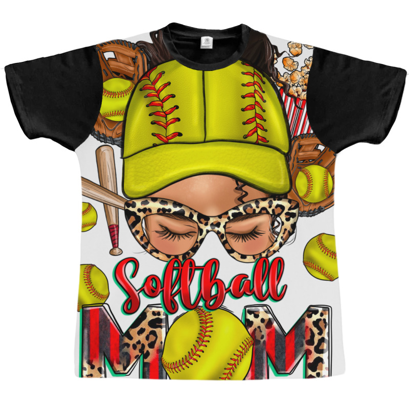 Softball Mom Messy Bun Graphic T-shirt by Neo Western | Artistshot