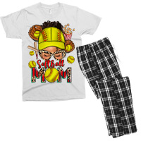 Softball Mom Messy Bun Men's T-shirt Pajama Set | Artistshot