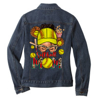 Softball Mom Messy Bun Ladies Denim Jacket | Artistshot