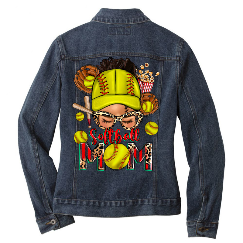 Softball Mom Messy Bun Ladies Denim Jacket by Neo Western | Artistshot