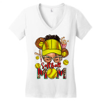 Softball Mom Messy Bun Women's V-neck T-shirt | Artistshot