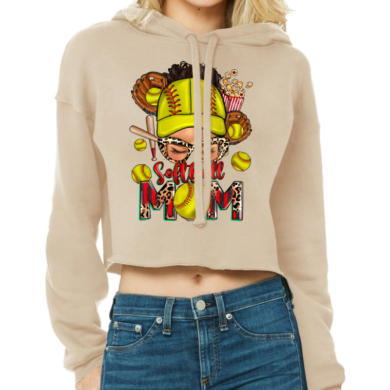 Softball Mom Messy Bun Cropped Hoodie by Neo Western | Artistshot