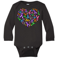 Cancer Ribbon Heart Long Sleeve Baby Bodysuit | Artistshot