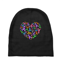 Cancer Ribbon Heart Baby Beanies | Artistshot