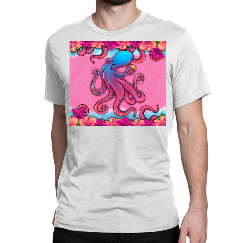 Floral Octopus Classic T-shirt by HRA Design Shop | Artistshot