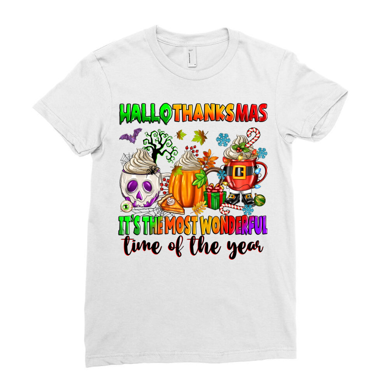 Hallothanksmas It's The Most Wonderful Time Ladies Fitted T-Shirt by Neo Western | Artistshot