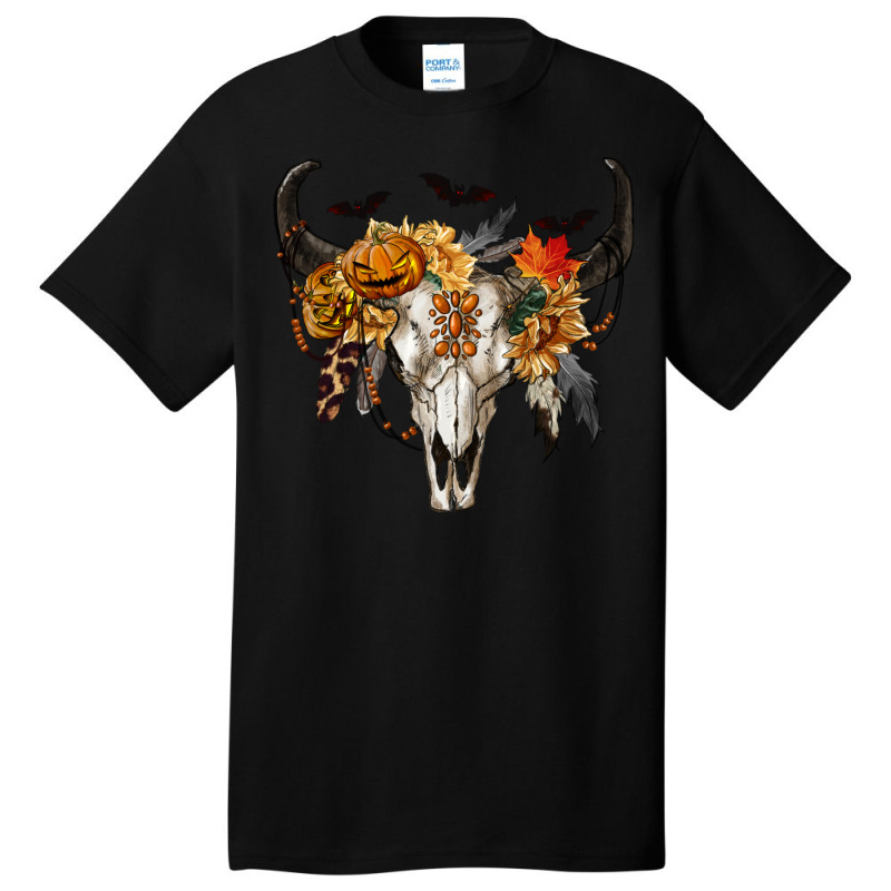 Halloween Bull Skull Basic T-shirt by RanaPortraitStore | Artistshot