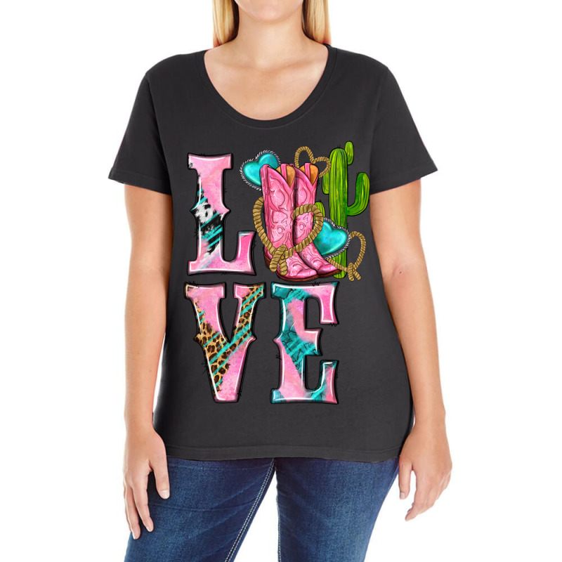 Western Love Cowgirl With Boots Ladies Curvy T-Shirt by Neo Western | Artistshot