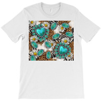 Western Daisies Turquoise Gemstone Leopard T-shirt | Artistshot