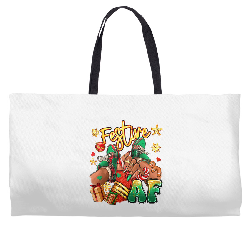 Festive Af Christmas Black Girl Sneakers Weekender Totes | Artistshot