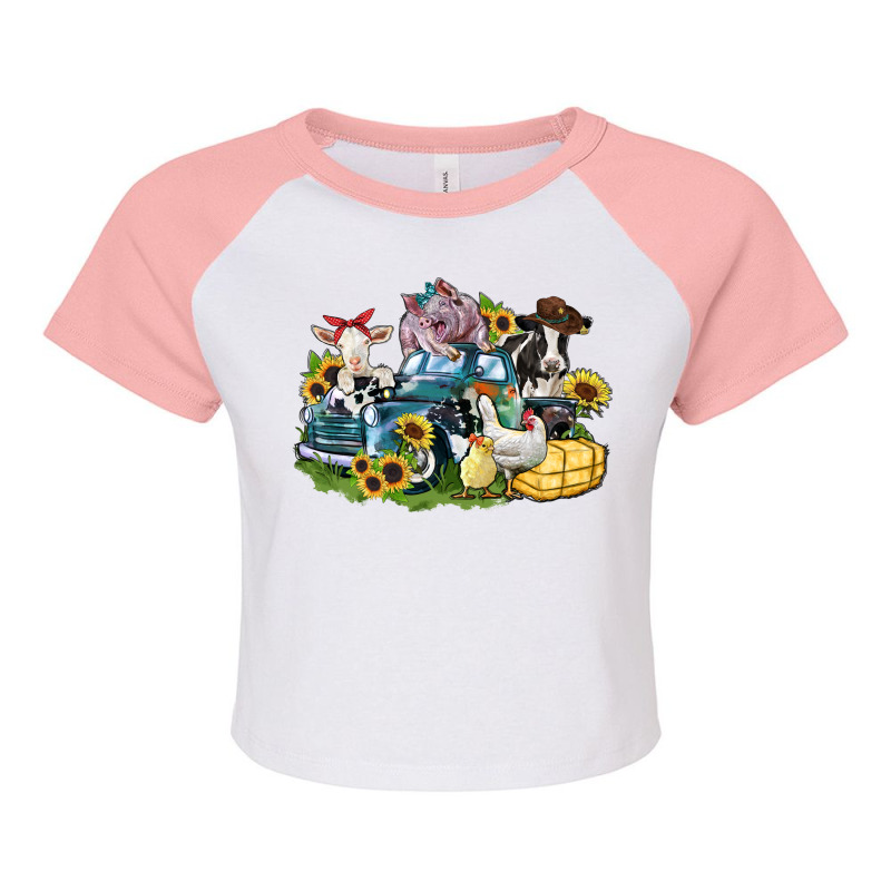 Farm Animals Truck Raglan Crop Top by Zillion Design Studio | Artistshot