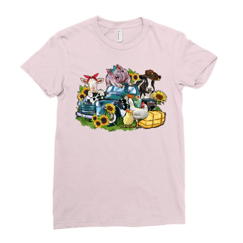 Farm Animals Truck Ladies Fitted T-Shirt by Zillion Design Studio | Artistshot