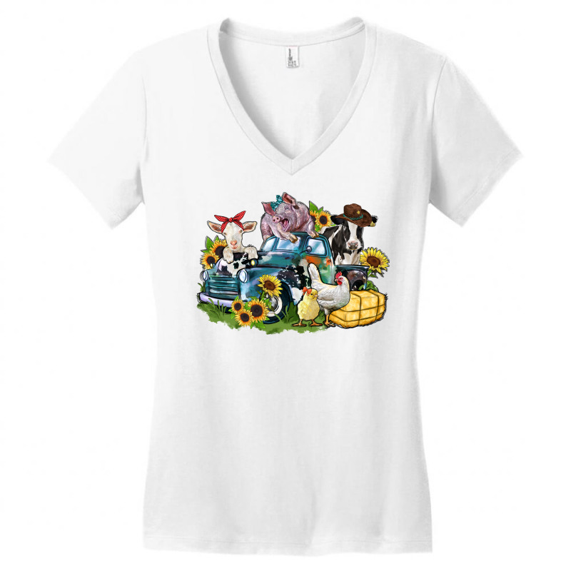 Farm Animals Truck Women's V-Neck T-Shirt by Zillion Design Studio | Artistshot