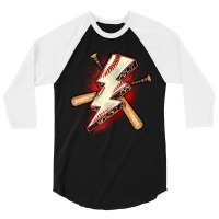 Baseball Lightning Bolt 3/4 Sleeve Shirt | Artistshot