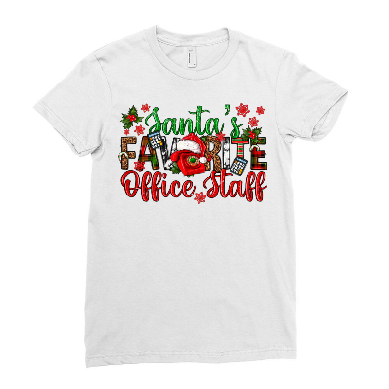 Santa's Favorite Office Staff Christmas Ladies Fitted T-Shirt by Neo Western | Artistshot